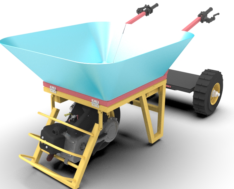 3D model of the motorised wheelbarrow